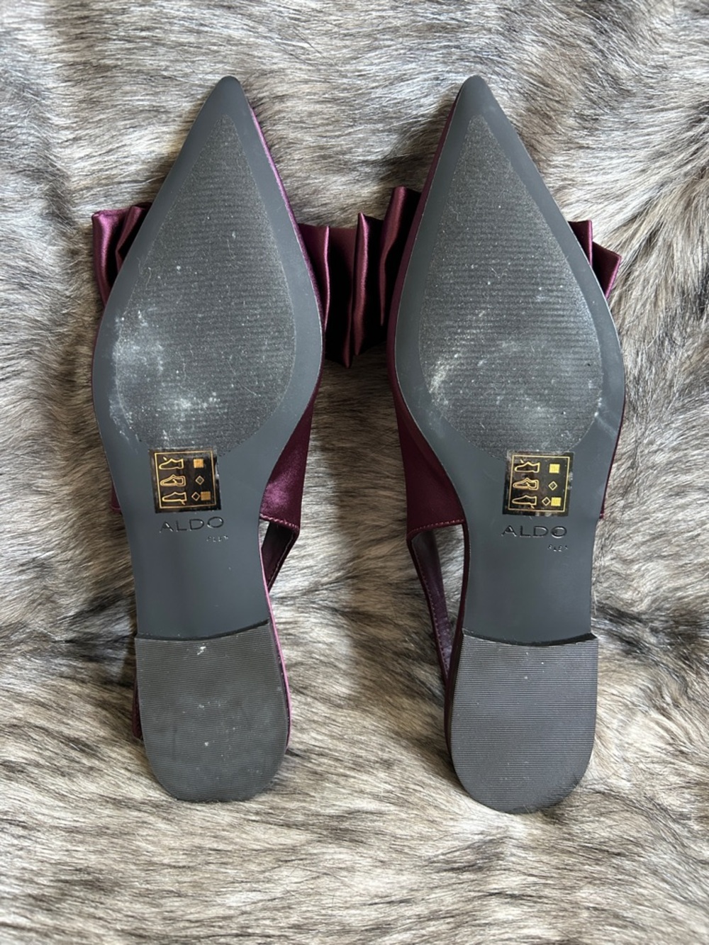 ALDO Bow Pointed-Toe Slingback Ballerina Festive Flats in Plum Women’s 9 - Picture 7 of 11